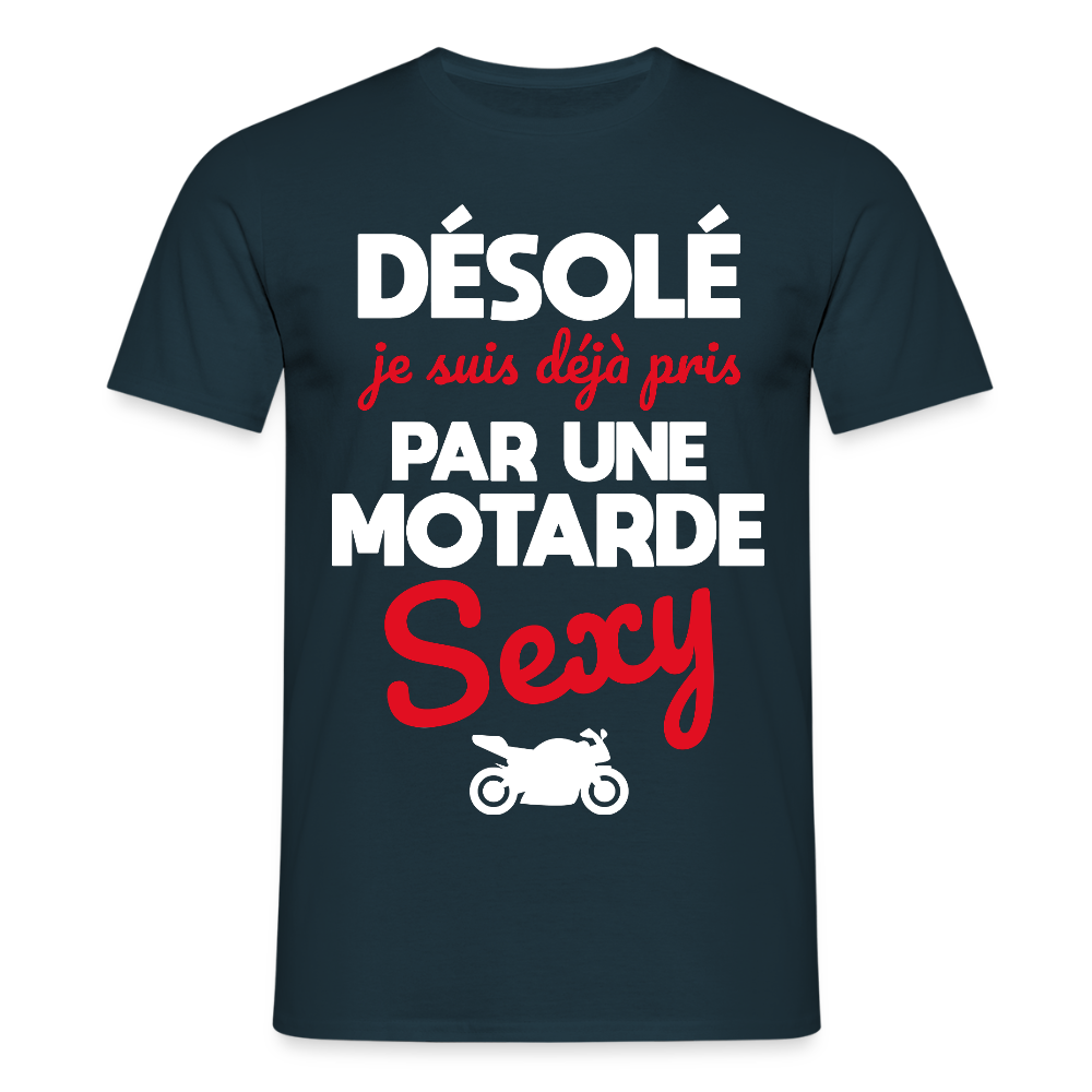 T-shirt Homme - Je suis pris par une motarde sexy - marine