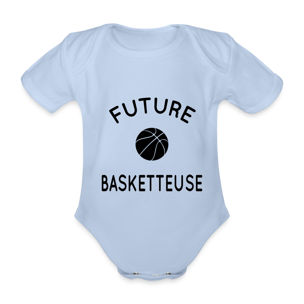 Body Bébé bio manches courtes - Future basketteuse - ciel