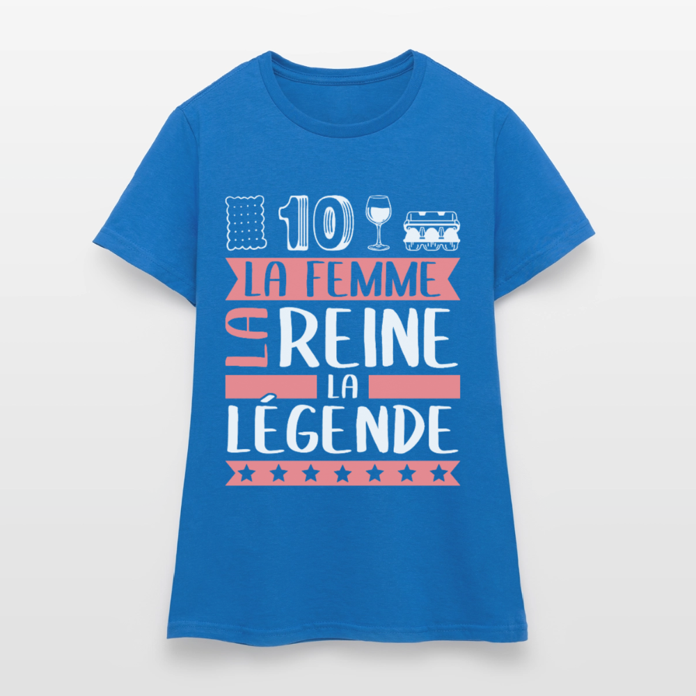 T-shirt femme Ludivine rébus – La femme, la reine, la légende - bleu royal