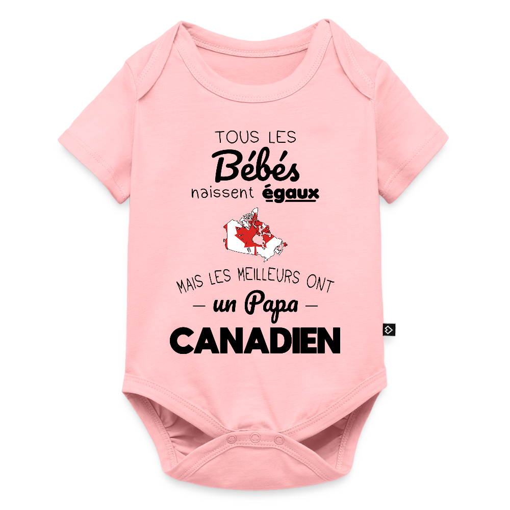 Body Bébé bio manches courtes - Les Meilleurs Ont Un Papa Canadien - rose