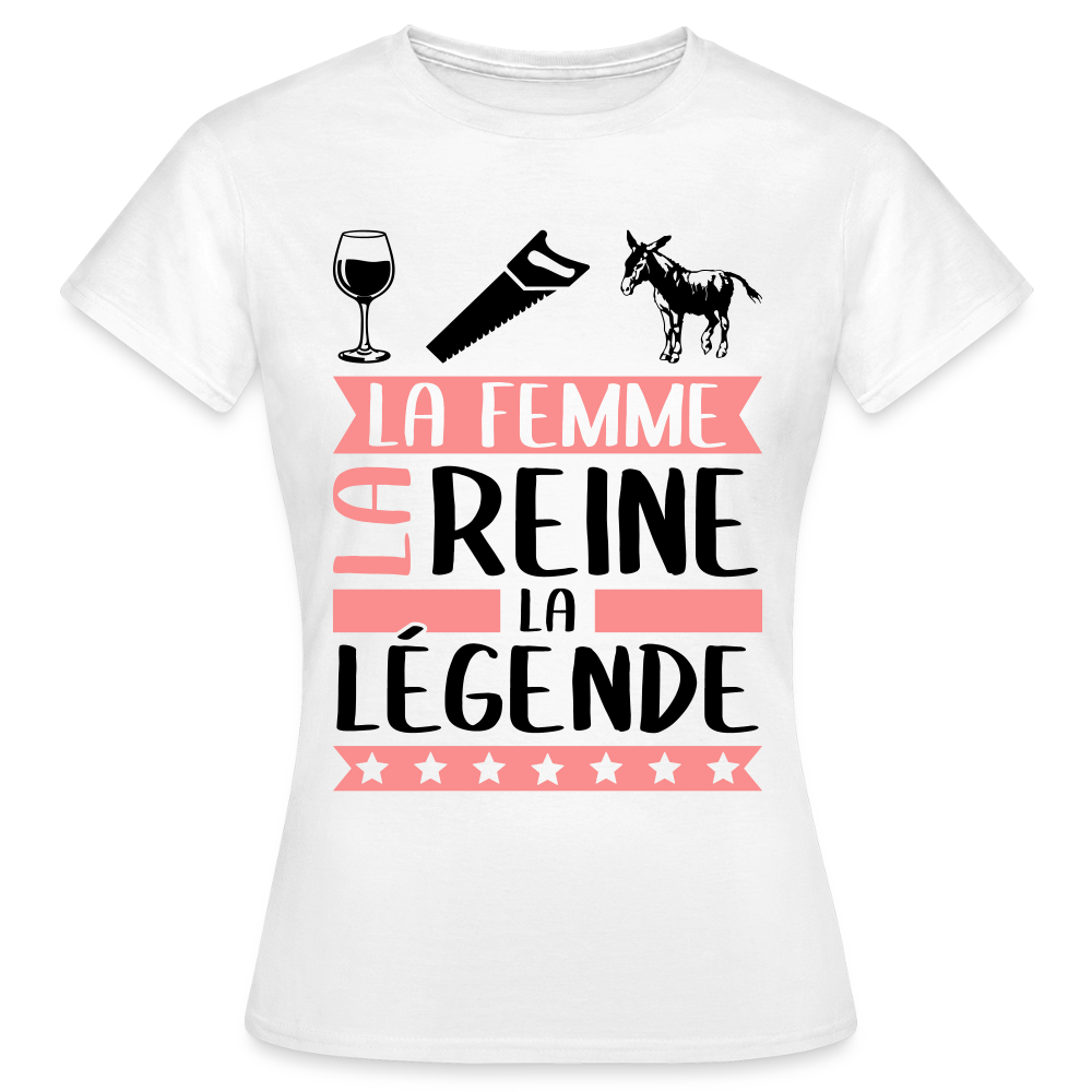 T-shirt femme coloris clair Vinciane en rébus – La femme, la reine, la légende - blanc