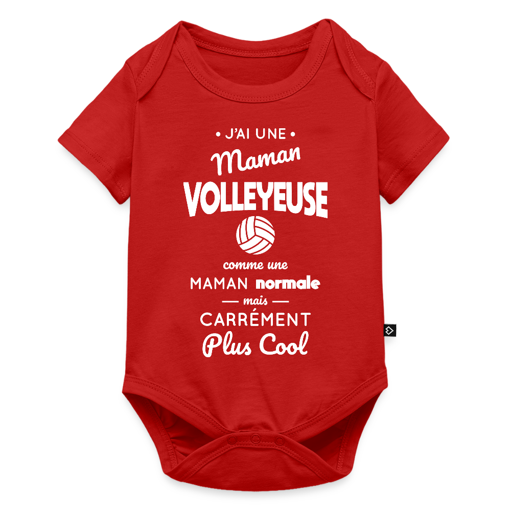 Body Bébé bio manches courtes - J'ai une maman volleyeuse - rouge