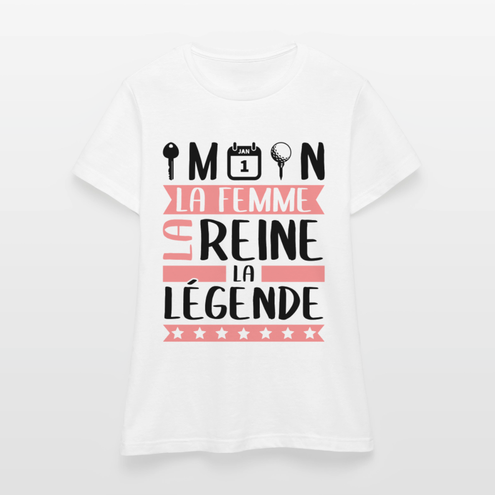 T-shirt femme coloris clair Clémentine en rébus – La femme, la reine, la légende - blanc