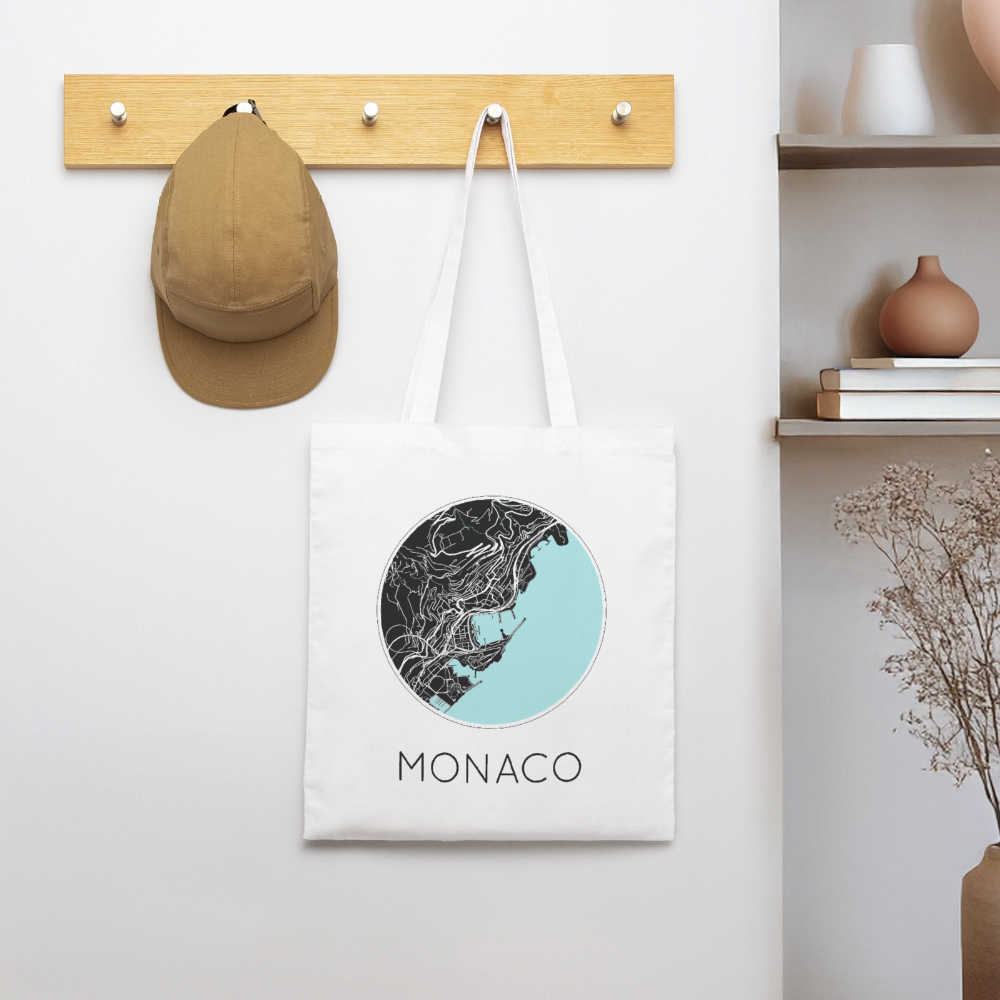 Tote Bag Monaco Bio Coloris Clair – Plan de Monaco - blanc