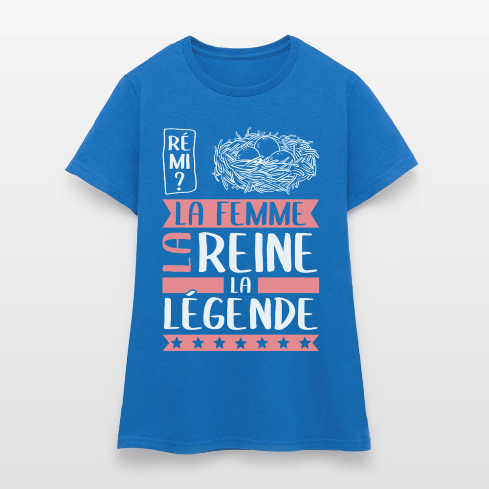 T-shirt femme Fanny rébus – La femme, la reine, la légende - bleu royal