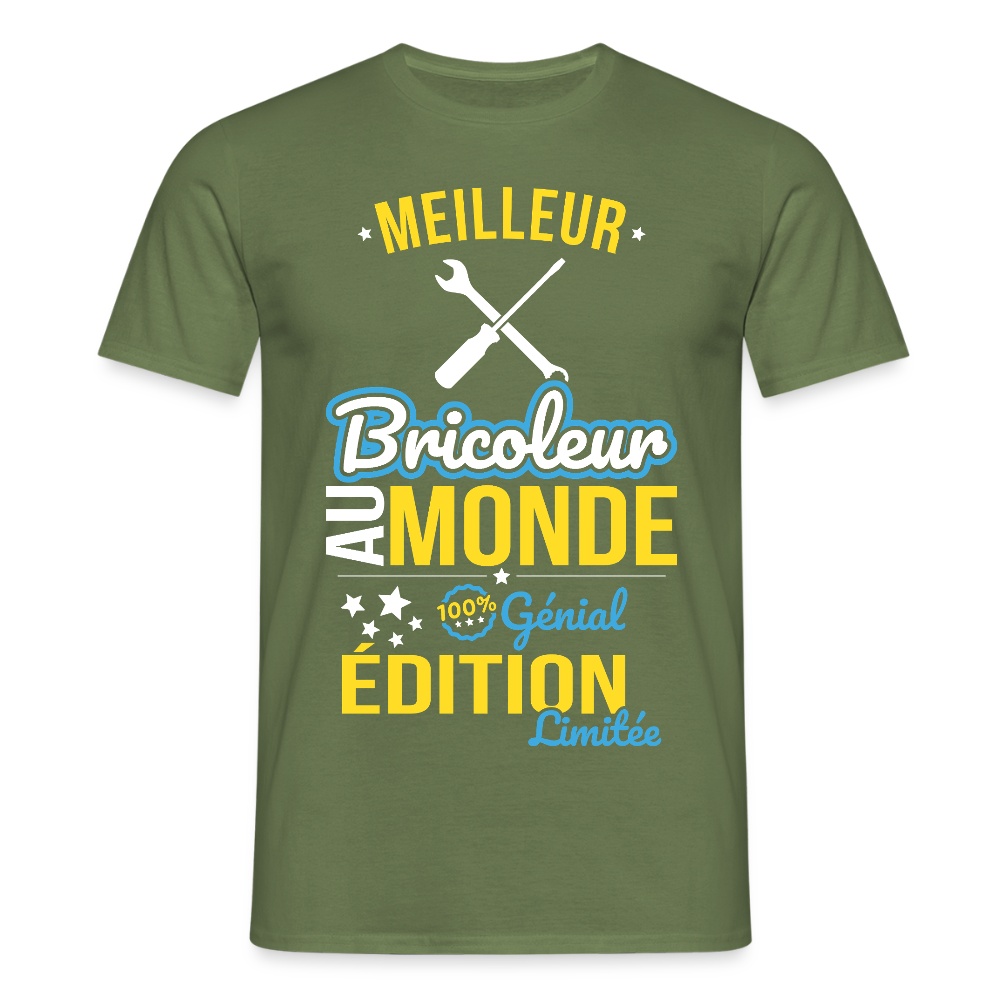 T-shirt Homme - Meilleur Bricoleur au monde - 100% génial - vert militaire
