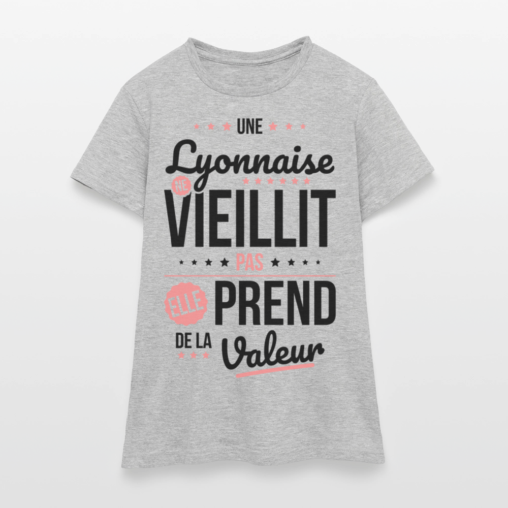 T-shirt Femme - Une Lyonnaise ne vieillit pas - gris chiné