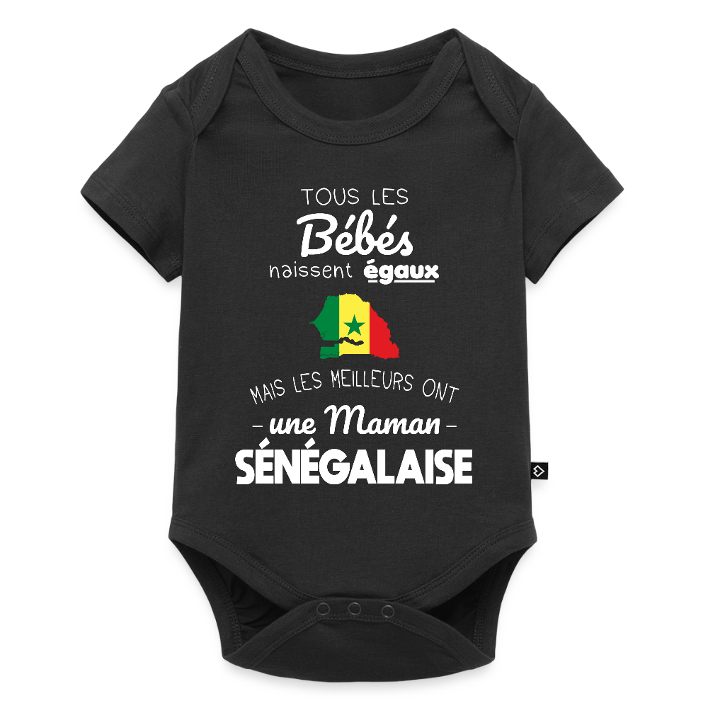 Body Bébé bio manches courtes - Les Meilleurs Ont Une Maman Sénégalaise - noir
