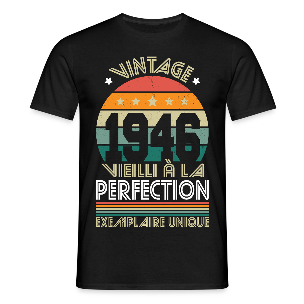 T-shirt anniversaire homme 80 ans – Vintage 1946 - noir