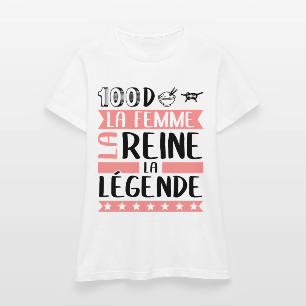 T-shirt femme coloris clair Sandrine en rébus – La femme, la reine, la légende - blanc