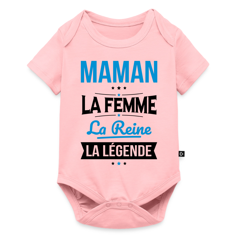 Body bébé bio manches courtes coloris clair - Maman, femme, reine, légende - rose