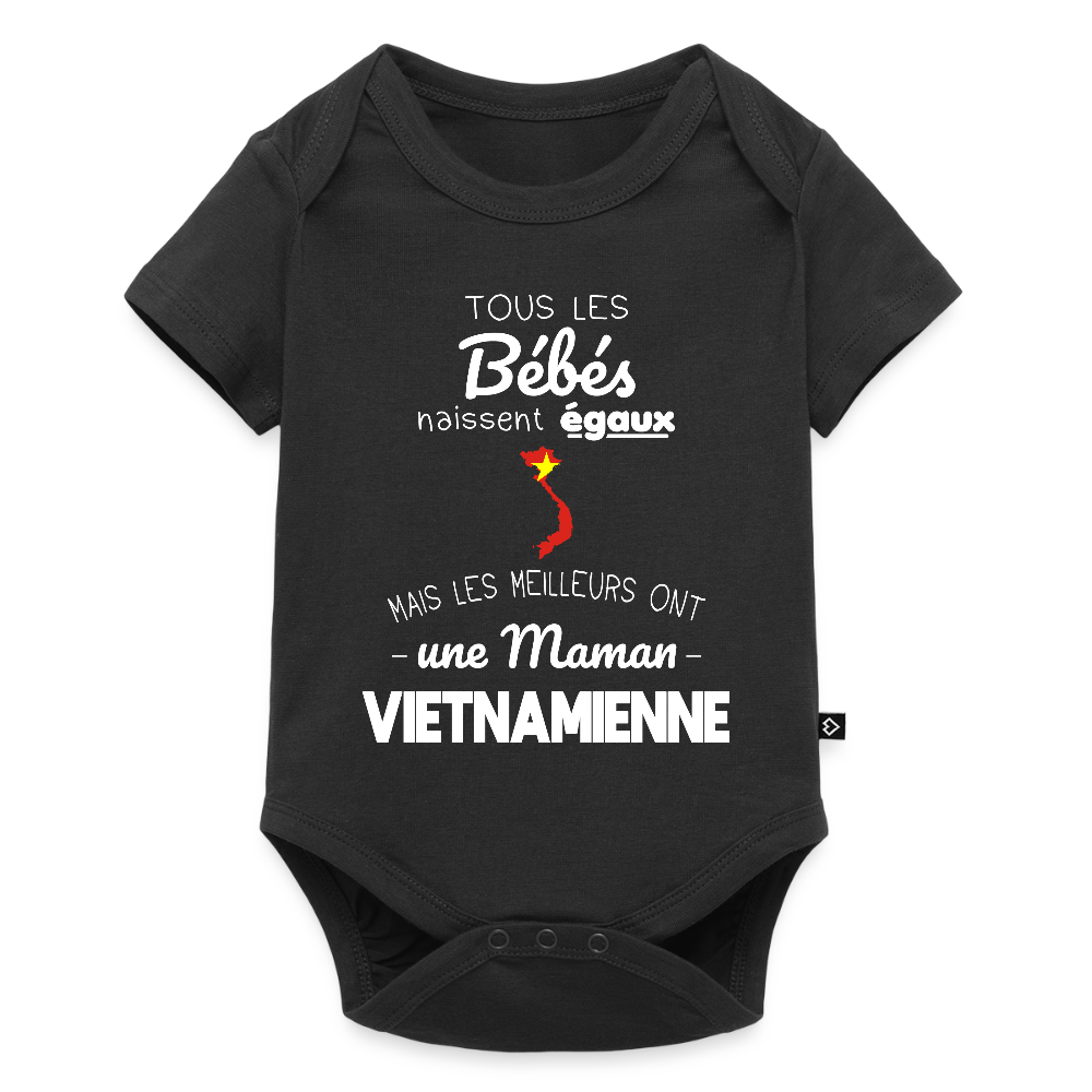 Body Bébé bio manches courtes - Les Meilleurs Ont Une Maman Vietnamienne - noir