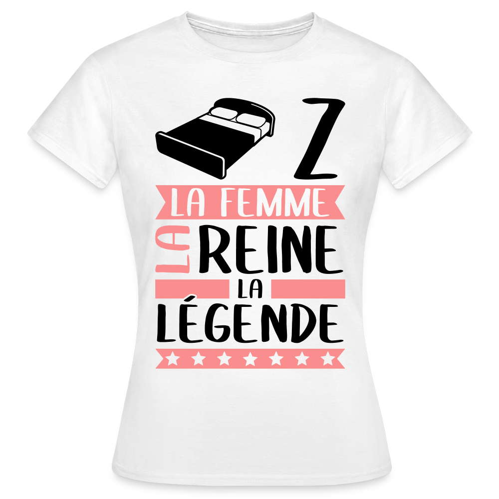 T-shirt femme coloris clair Lise rébus – La femme, la reine, la légende - blanc