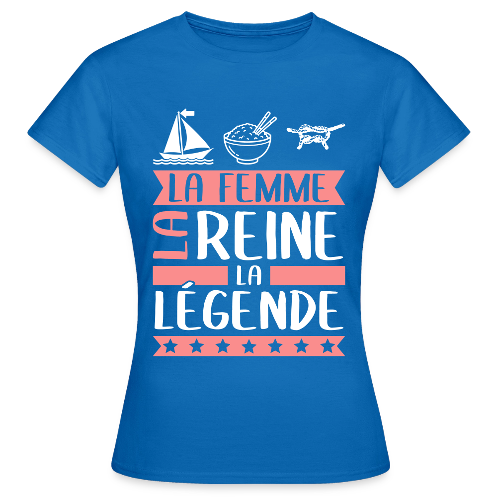 T-shirt femme Marine rébus – La femme, la reine, la légende - bleu royal