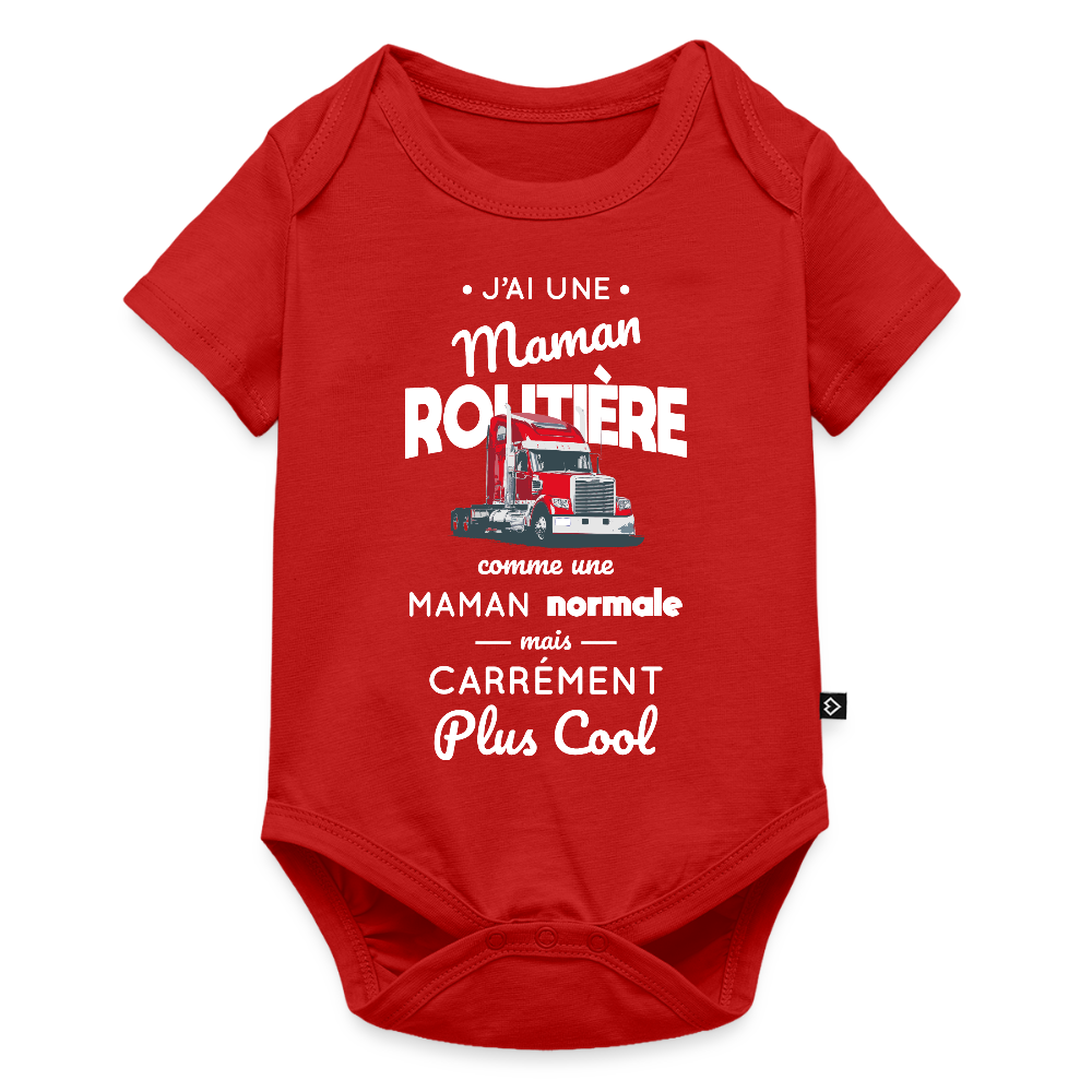 Body Bébé bio manches courtes - J'ai une maman routière - rouge