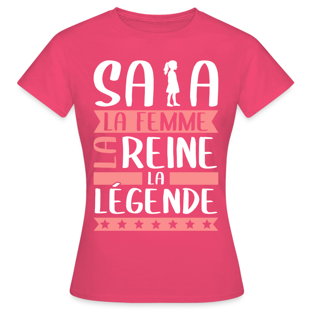 T-shirt femme Safia rébus – La femme, la reine, la légende - rose azalée