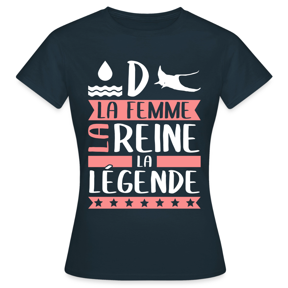 T-shirt femme Audrey rébus – La femme, la reine, la légende - marine