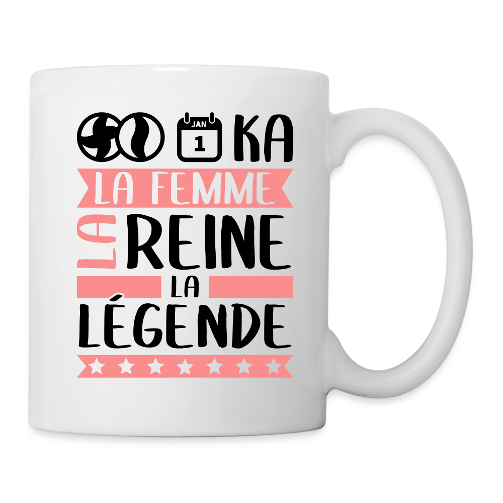 Mug blanc Bianca rébus – La femme, la reine, la légende - blanc