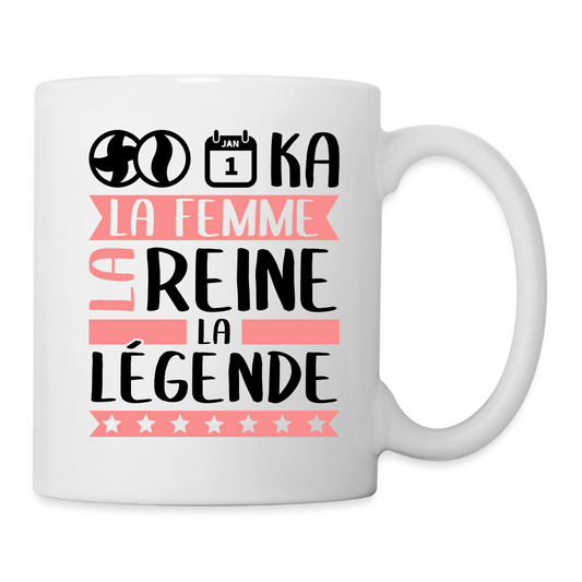 Mug blanc Bianca rébus – La femme, la reine, la légende - blanc