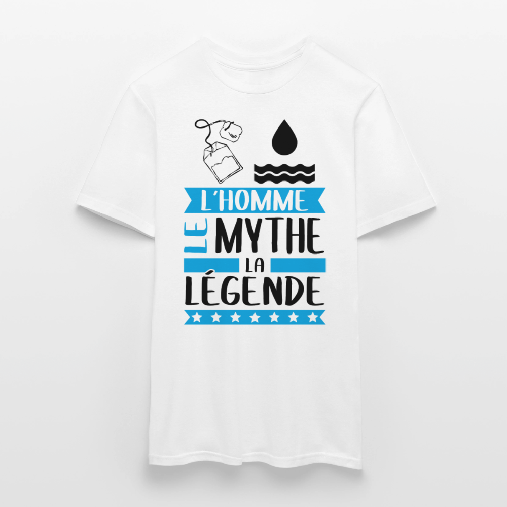 T-shirt homme coloris clair Théo en rébus – L’homme, le mythe, la légende - blanc