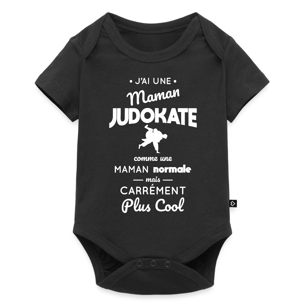 Body Bébé bio manches courtes - J'ai une maman judokate - noir