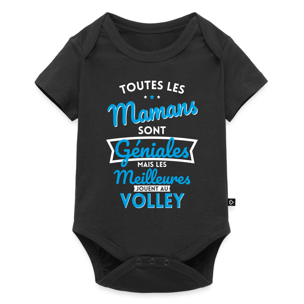 Body Bébé bio manches courtes - Mamans géniales - Les meilleures jouent au volley - noir
