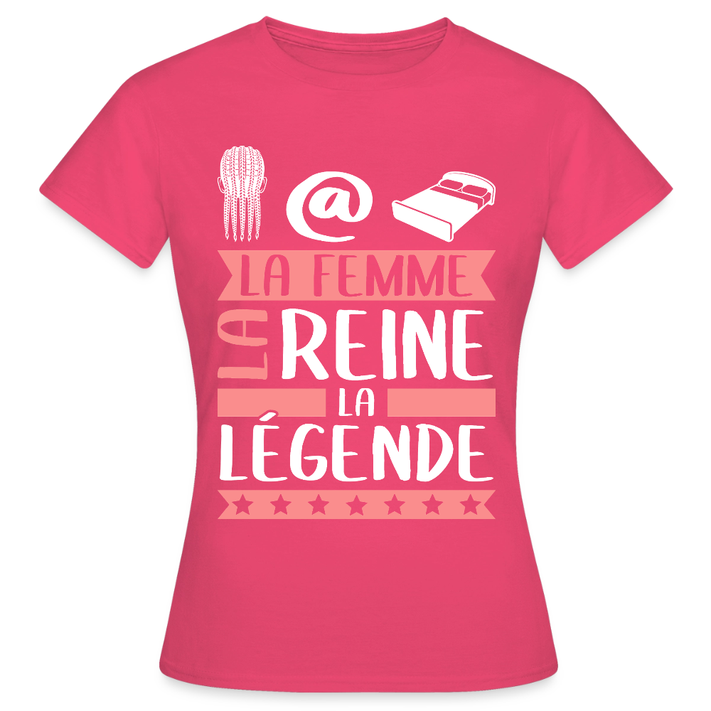 T-shirt femme Nathalie rébus – La femme, la reine, la légende - rose azalée