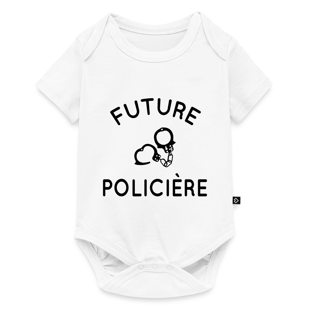 Body Bébé bio manches courtes - Future policière - blanc