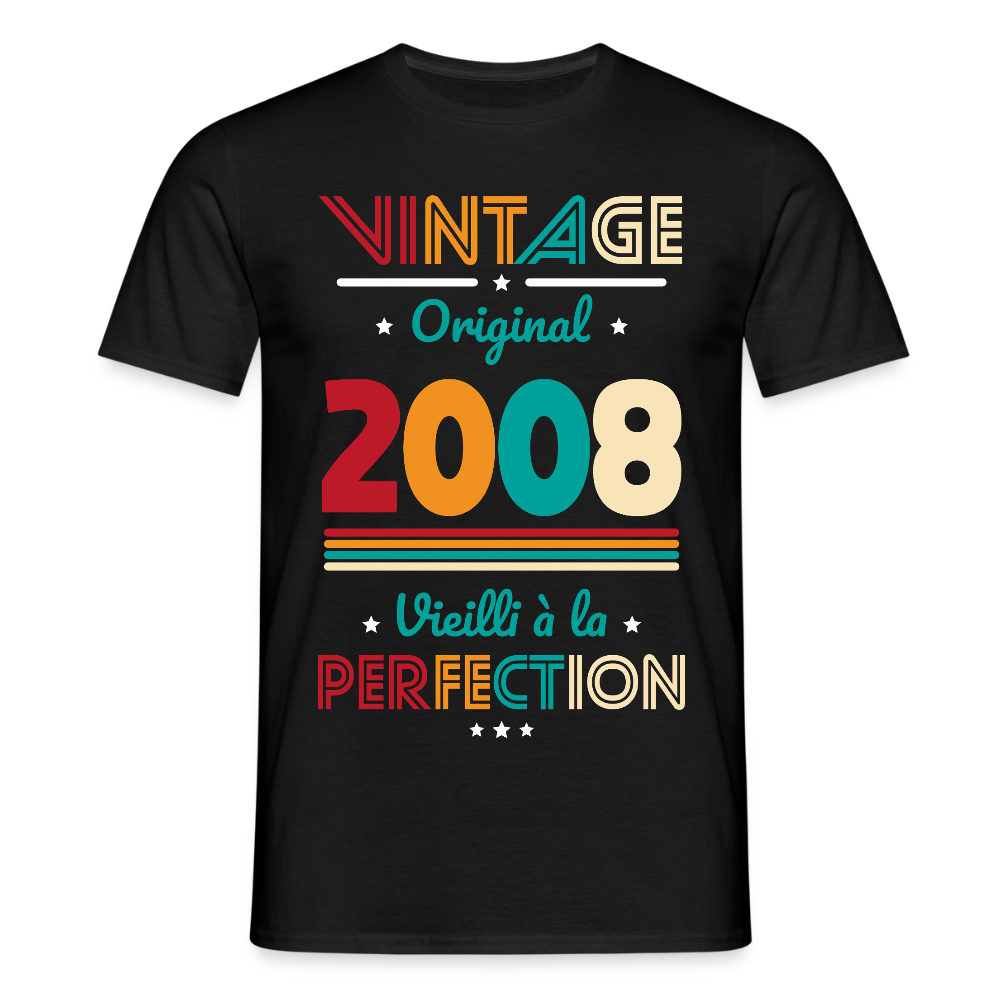 T-shirt anniversaire homme 18 ans – Vintage, original, 2008 - noir