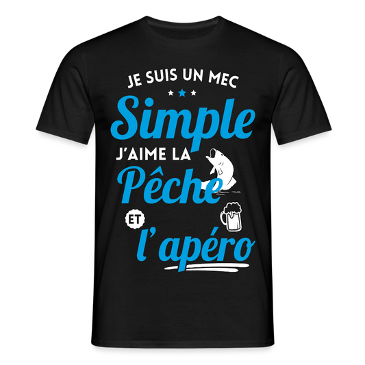 T-shirt Homme - J'aime la pêche et l'apéro - noir