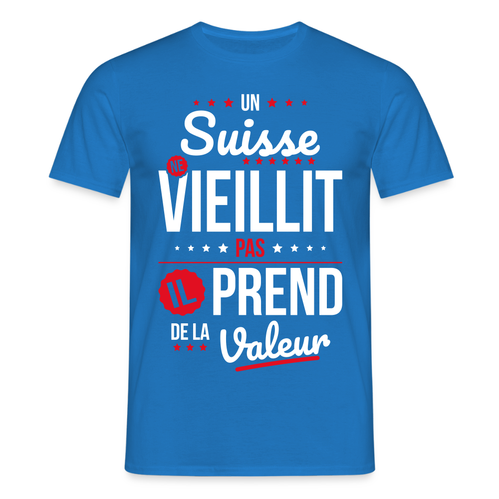 T-shirt Homme - Un Suisse ne vieillit pas - bleu royal