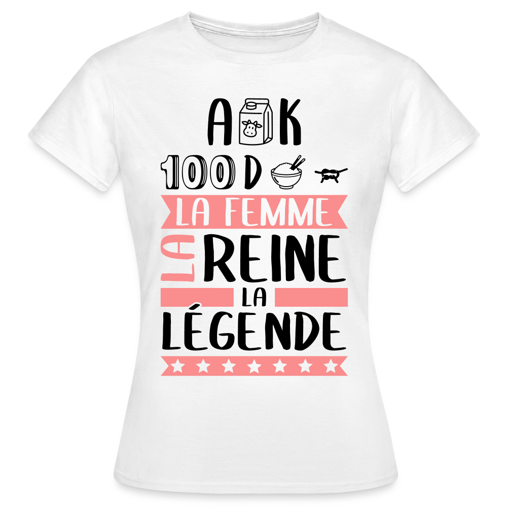 T-shirt femme coloris clair Alexandra rébus – La femme, la reine, la légende - blanc