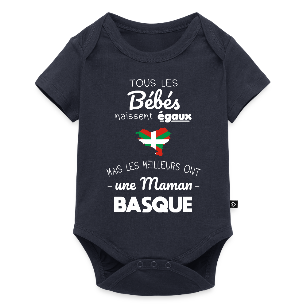 Body Bébé bio manches courtes - Les Meilleurs Ont Une Maman Basque - bleu marine