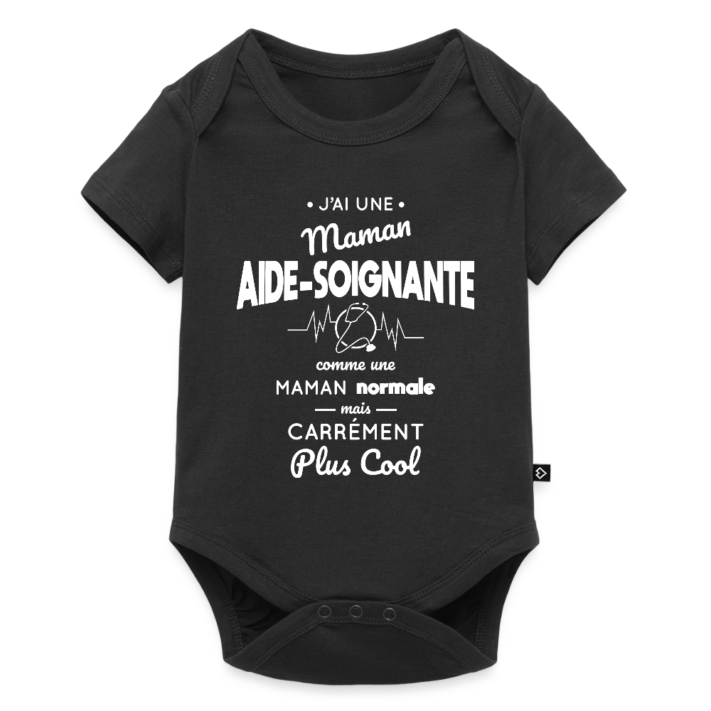 Body Bébé bio manches courtes - J'ai une maman aide-soignante - noir