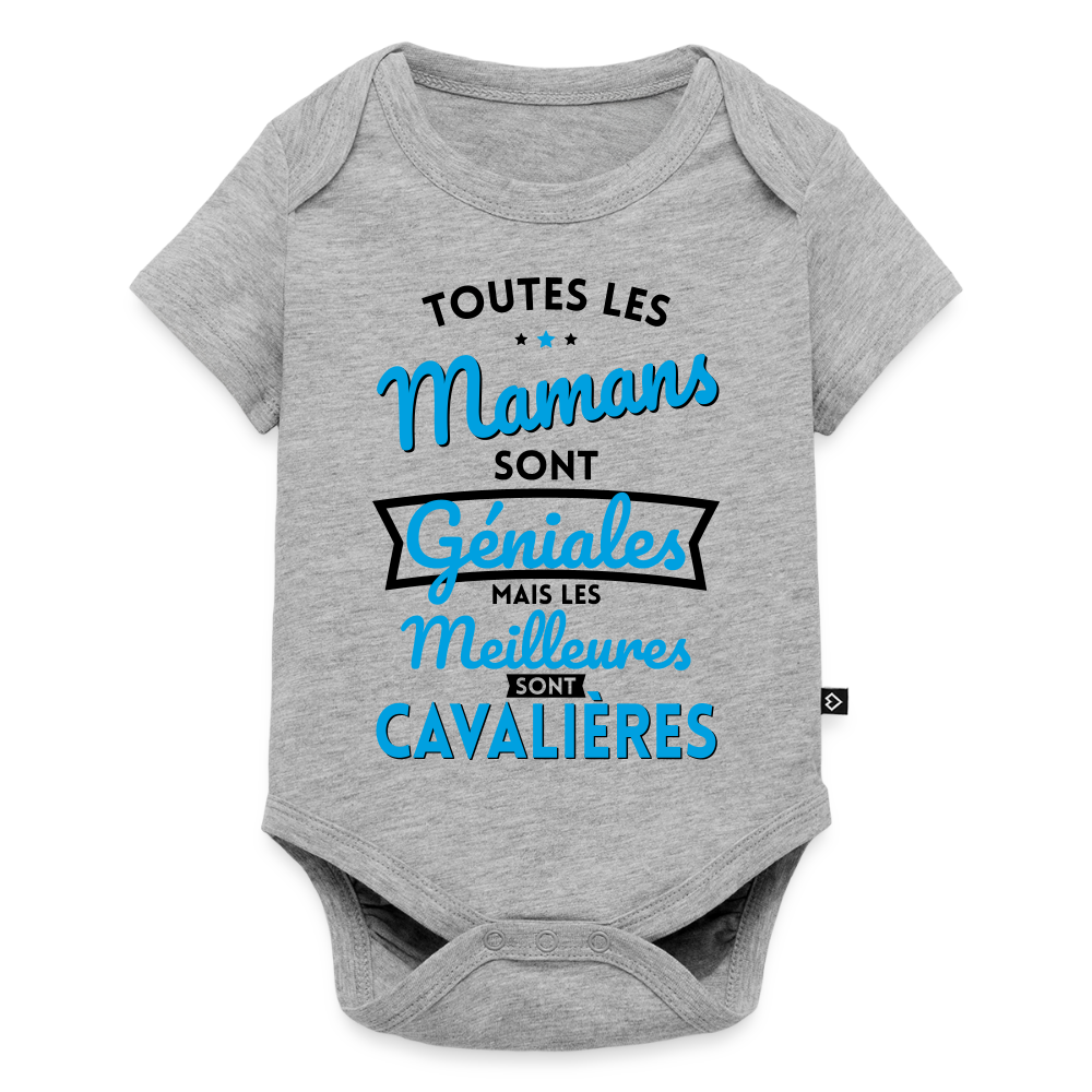 Body Bébé bio manches courtes - Mamans géniales - Les meilleures sont cavalières - gris chiné