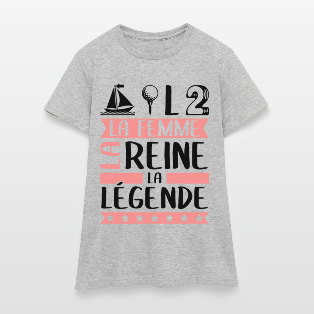 T-shirt femme coloris clair Mathilde rébus – La femme, la reine, la légende - gris chiné