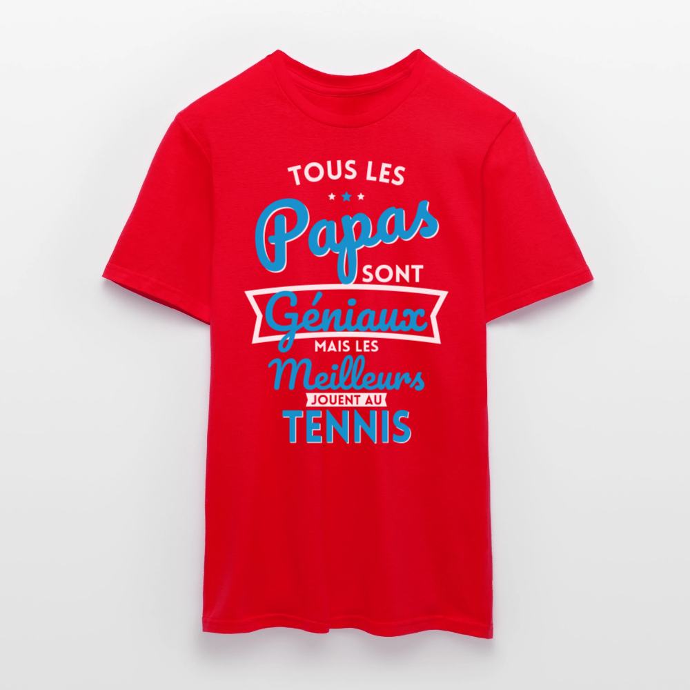T-shirt Homme - Papas géniaux - Les meilleurs jouent au tennis - rouge