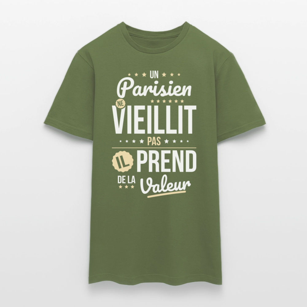T-shirt Homme -  Un Parisien ne vieillit pas - vert militaire