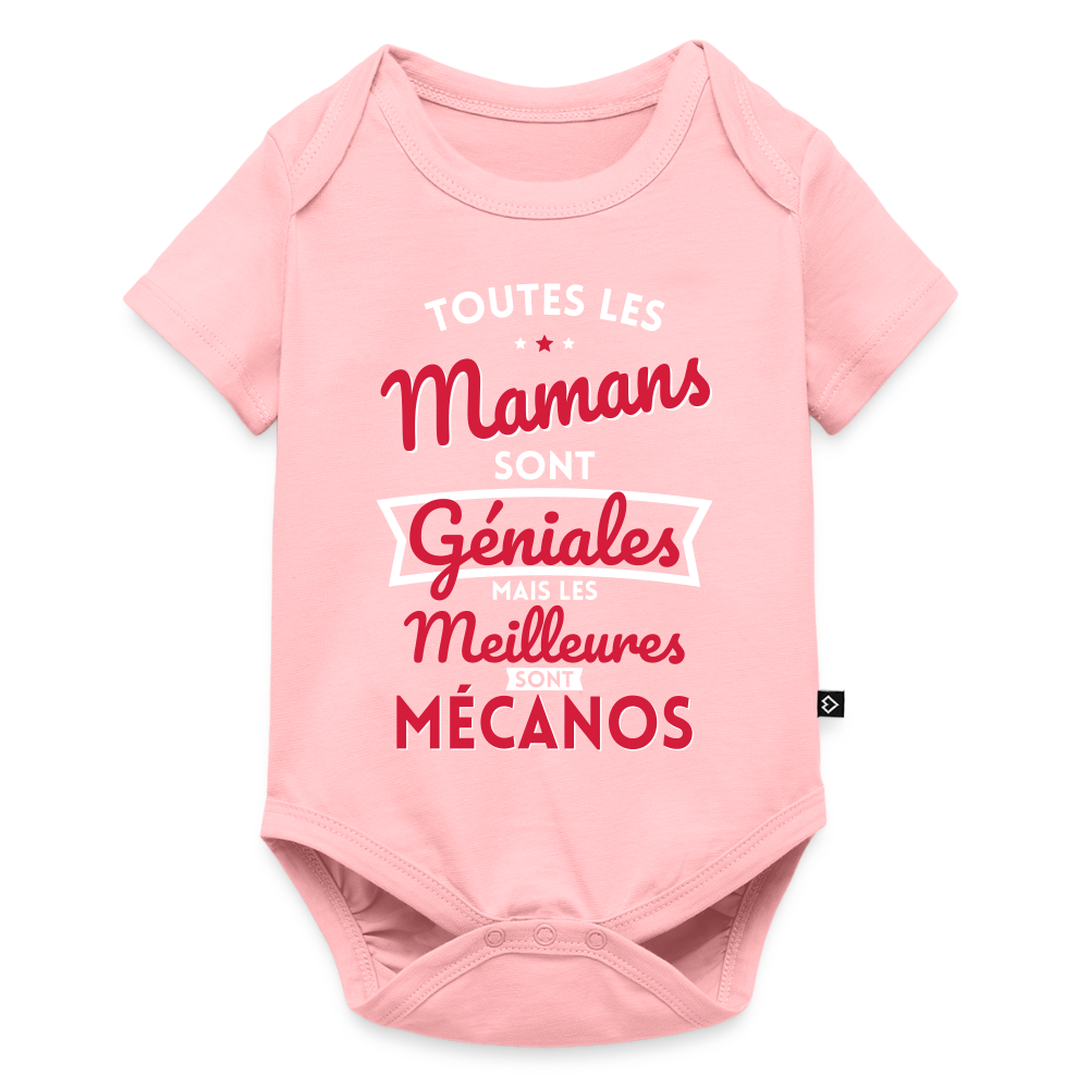 Body Bébé bio manches courtes - Mamans géniales - Les meilleures sont mécanos - rose