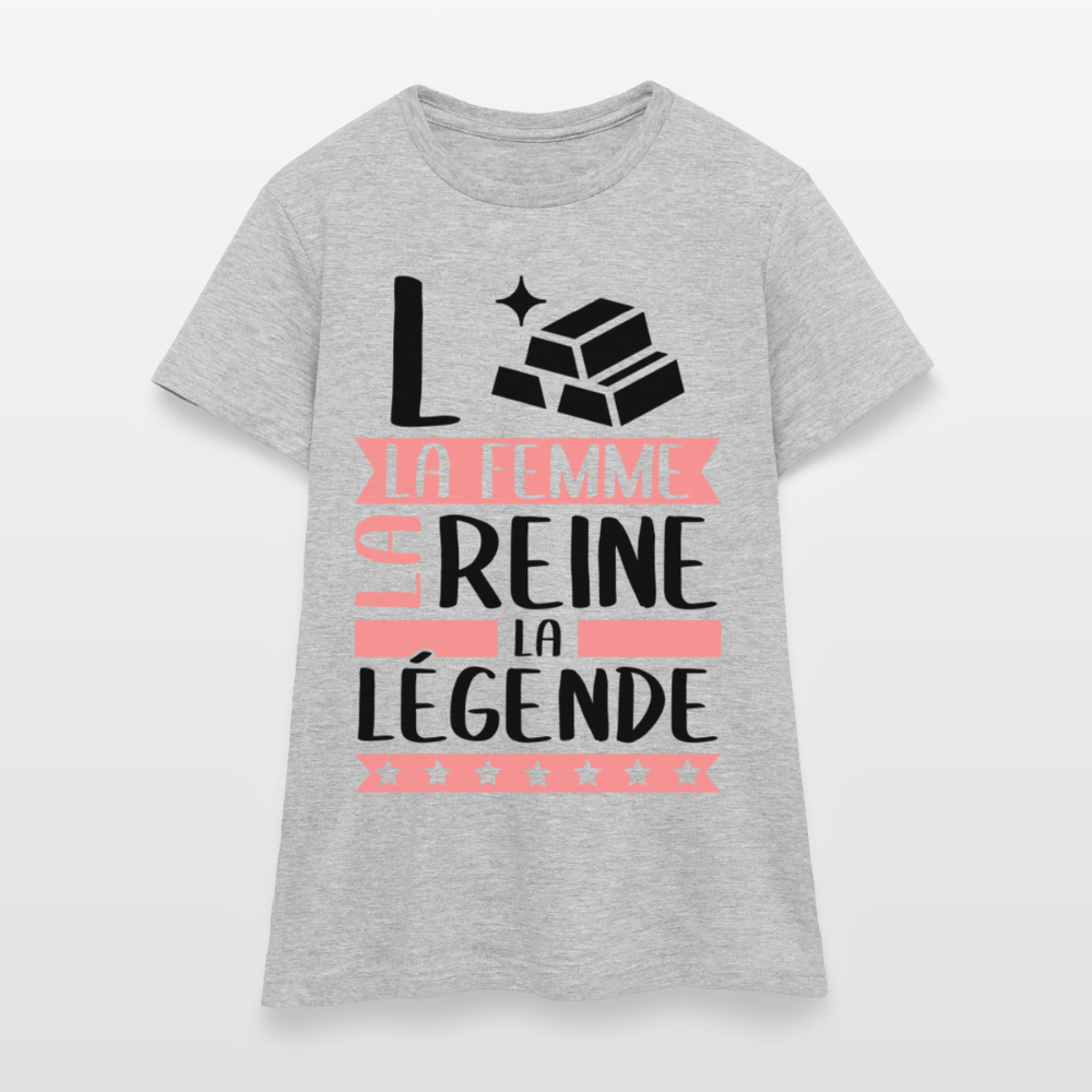 T-shirt femme coloris clair Laure rébus – La femme, la reine, la légende - gris chiné