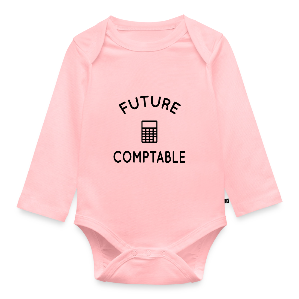 Body Bébé bio manches longues - Future comptable - rose