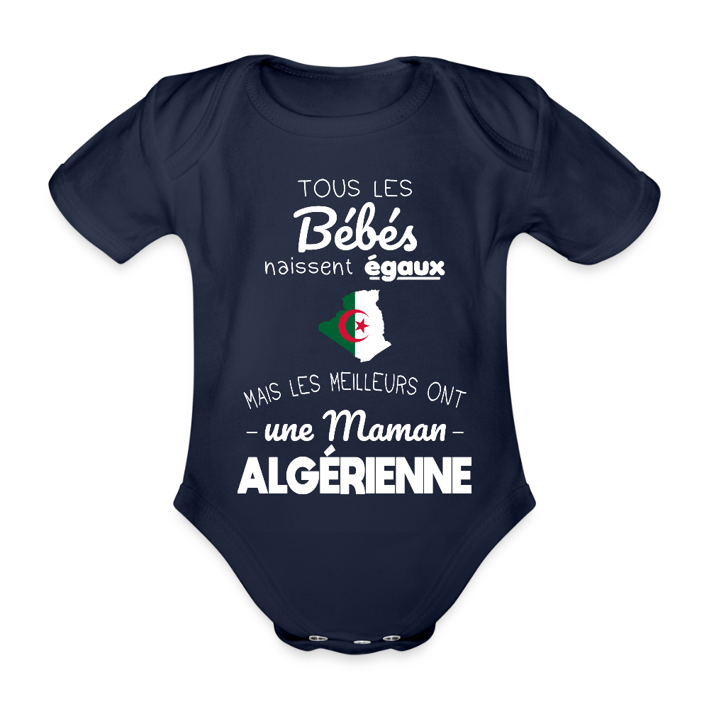 Body Bébé bio manches courtes - Les Meilleurs Ont Une Maman Algérienne - marine foncé