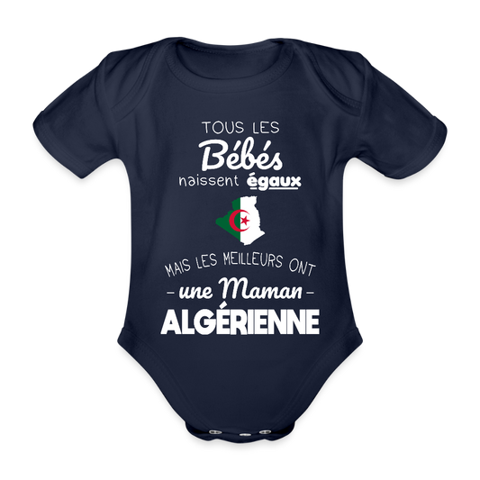 Body Bébé bio manches courtes - Les Meilleurs Ont Une Maman Algérienne - marine foncé