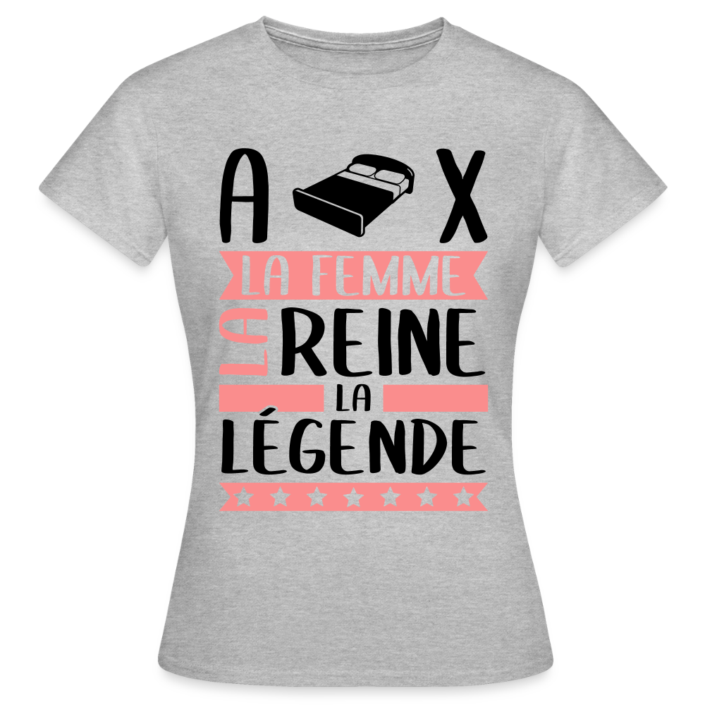 T-shirt femme coloris clair Alix rébus – La femme, la reine, la légende - gris chiné