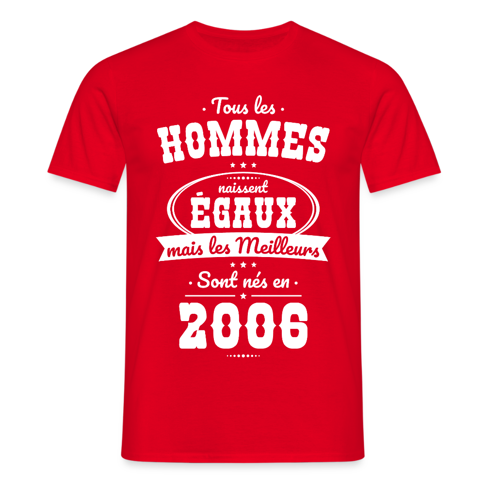 T-shirt anniversaire homme 20 ans – Les meilleurs sont nés en 2006 - rouge