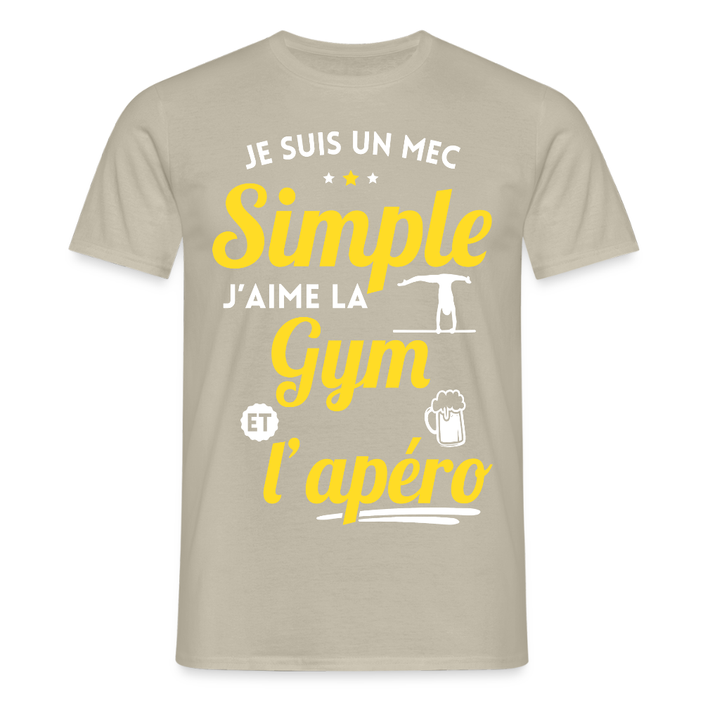 T-shirt Homme - J'aime la gym et l'apéro - beige sable