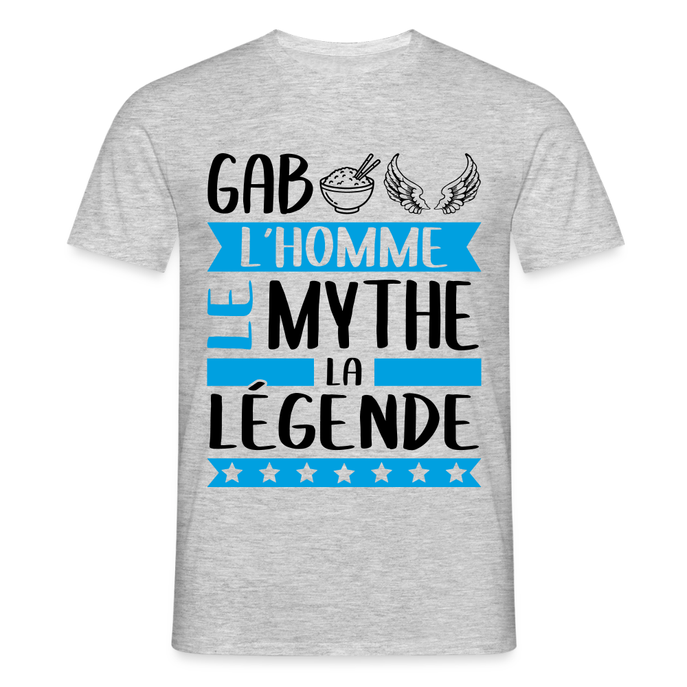 T-shirt homme coloris clair Gabriel en rébus – L’homme, le mythe, la légend - gris chiné