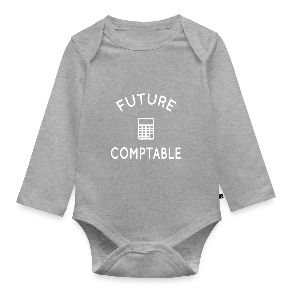 Body Bébé bio manches longues - Future comptable - gris chiné