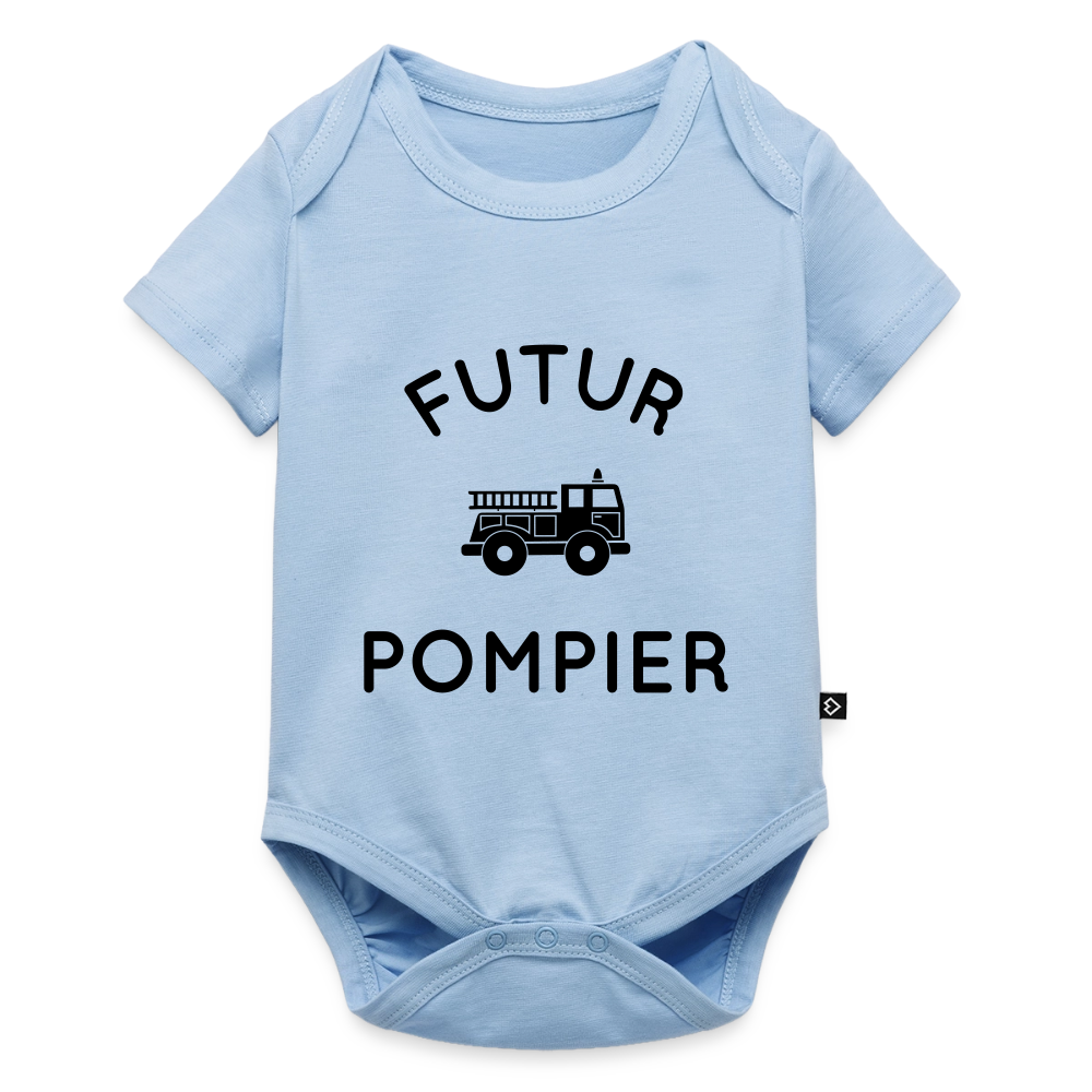Body Bébé bio manches courtes - Futur pompier - bleu clair