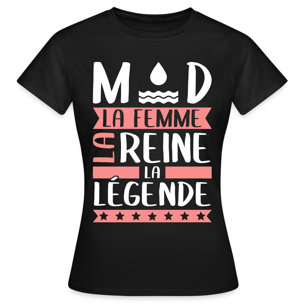 T-shirt femme Maud rébus – La femme, la reine, la légende - noir